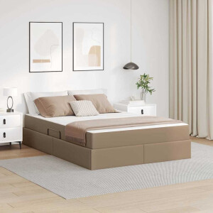 vidaXL Opslag bed met matras met matras 2 pcs Cappuccino Leer