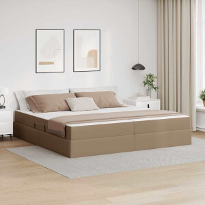 vidaXL Opslag bed met matras met matras 2 pcs Cappuccino Leer