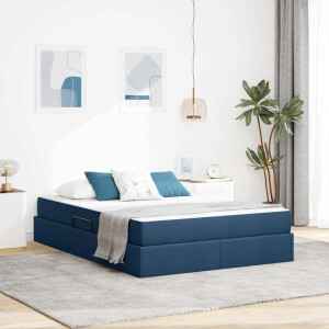 vidaXL Opbergbed met matras met matras Blauw 140 x 200 cm Polyester