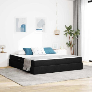 vidaXL Opbergbed met matras met matras Zwart 160 x 200 cm Polyester
