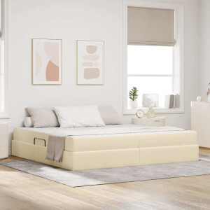 vidaXL Opbergbed met matras met matras Crème 200 x 200 cm Polyester