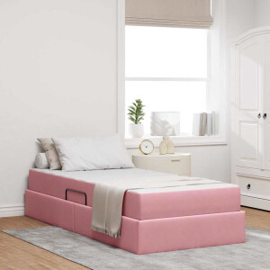 vidaXL Opbergbed met matras met matras Roze 90 x 190 cm Fluweel