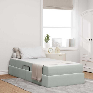 vidaXL Opbergbed met matras met matras Lichtgrijs 90 x 200 cm Fluweel