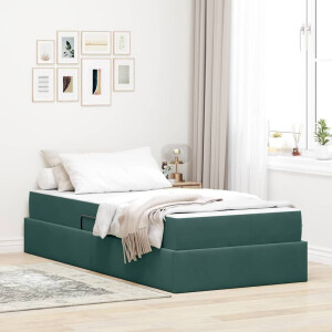 vidaXL Opbergbed met matras met matras Donkergroen 90 x 200 cm Fluweel