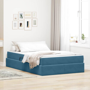 vidaXL Opbergbed met matras Donkerblauw 120 x 200 cm Fluweel