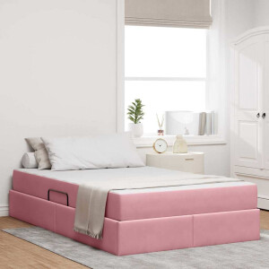 vidaXL Opbergbed met matras met matras Roze 120 x 200 cm Fluweel