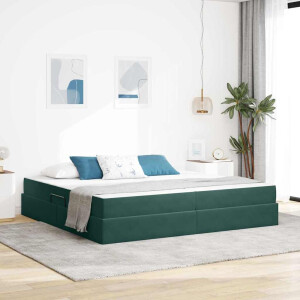 vidaXL Opbergbed met matras Donkergroen 200 x 200 cm Fluweel