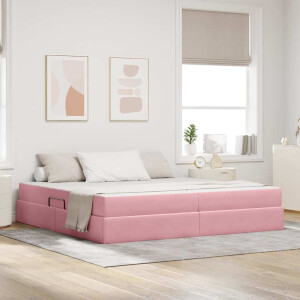 vidaXL Opbergbed met matras met matras Roze 200 x 200 cm Fluweel