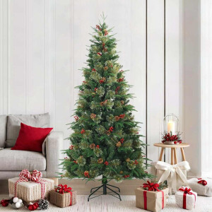vidaXL Kunstmatige Inklapbare Kerstboom Groen 210 cm PVC, PE en Staal