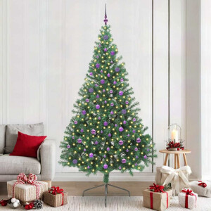 vidaXL Kunstmatig Voorverlicht Kerstboom met 300 LED Groen 240 cm PVC