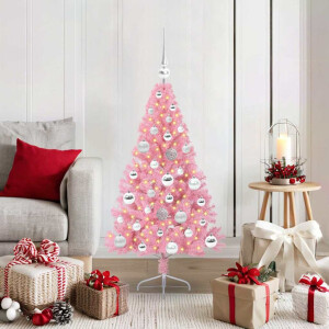 vidaXL Kunstmatig Voorverlicht Kerstboom met 150 LED Roze 120 cm PVC