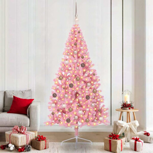 vidaXL Kunst Kerstboom met verlichting met 300 LED Roze 210 cm PVC
