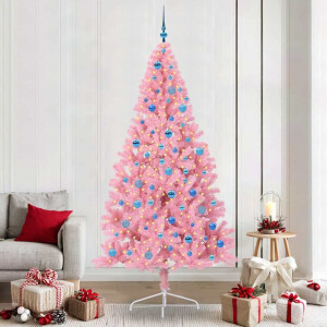 vidaXL Kunstmatig Voorverlicht Kerstboom met 300 LED Roze 240 cm PVC