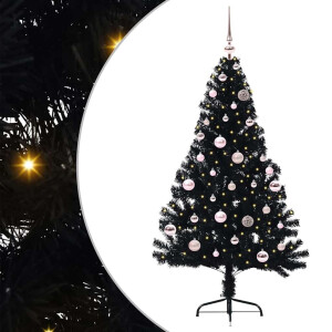 vidaXL Kunstmatig Voorverlicht Kerstboom met 150 LED Zwart 150 cm PVC