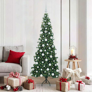 vidaXL Hoek Kunstkerstboom met 300 LED Groen 180 cm PVC en Metaal