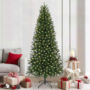vidaXL Kunstkerstboom met 300 LED met standaard Groen 210 cm PE en PVC