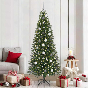 vidaXL Kunstkerstboom met 300 LED met standaard Groen 210 cm PE en PVC