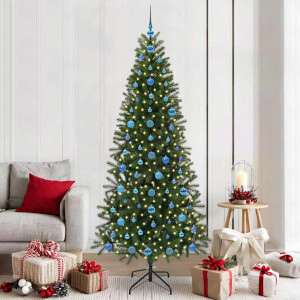 vidaXL Kunstkerstboom met 300 LED met standaard Groen 210 cm PE en PVC