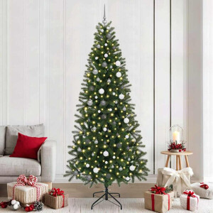 vidaXL Kunstkerstboom met 300 LED met standaard Groen 240 cm PE en PVC