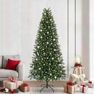 vidaXL Kunstkerstboom met 300 LED met standaard Groen 240 cm PE en PVC