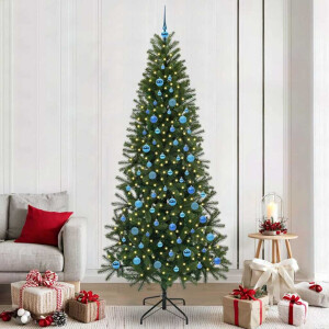 vidaXL Kunstkerstboom met 300 LED met standaard Groen 240 cm PE en PVC
