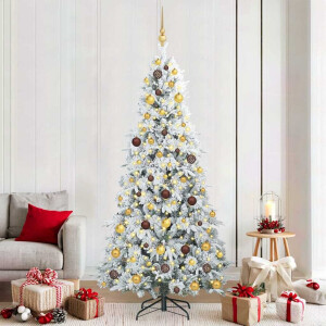 vidaXL Kunstmatige Inklapbare Kerstboom Wit 210 cm PE en PVC