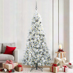 vidaXL Kunstmatige Inklapbare Kerstboom Wit 210 cm PE en PVC