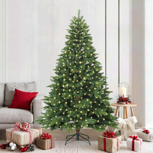 vidaXL Kunstkerstboom met 300 LED met standaard Groen 210 cm PE en PVC