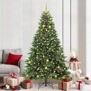 vidaXL Kunstkerstboom met 300 LED met standaard Groen 210 cm PE en PVC