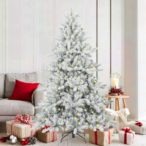 vidaXL Kunstmatige Inklapbare Kerstboom met 300 LED's Wit 180 cm PVC