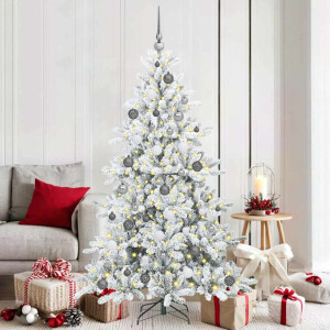 vidaXL Kunstmatige Inklapbare Kerstboom met 300 LED's Wit 180 cm PVC
