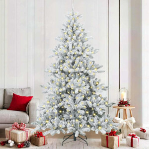 vidaXL Kunstmatige Inklapbare Kerstboom met 300 LED Wit 210 cm PVC