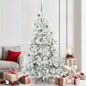 vidaXL Kunstmatige Inklapbare Kerstboom Wit 210 cm PVC en staal