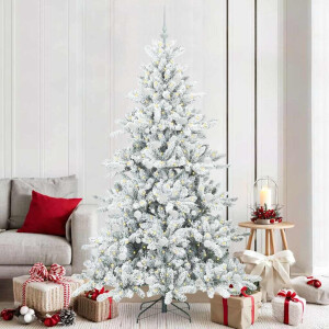 vidaXL Kunstmatige Inklapbare Kerstboom met 300 LED Wit 210 cm PVC