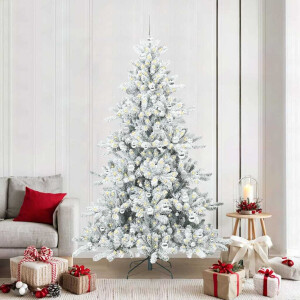 vidaXL Kunstmatige Inklapbare Kerstboom met 300 LED Wit 210 cm PVC