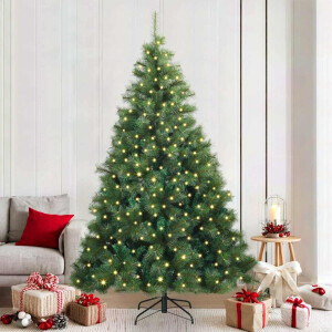 vidaXL Kunstkerstboom met 300 LED met standaard Groen 210 cm PE en PVC
