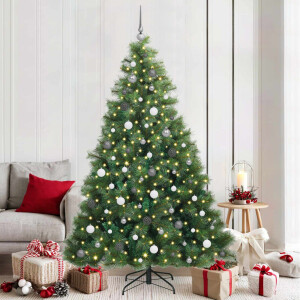 vidaXL Kunstkerstboom met 300 LED met standaard Groen 210 cm PE en PVC