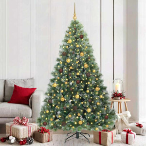 vidaXL Kunstkerstboom met 300 LED met standaard Groen 210 cm PE en PVC