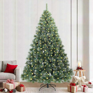 vidaXL Kunstkerstboom met 300 LED met standaard Groen 240 cm PE en PVC