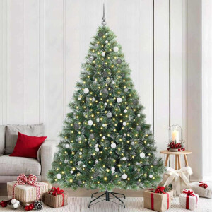 vidaXL Kunstkerstboom met 300 LED met standaard Groen 240 cm PE en PVC