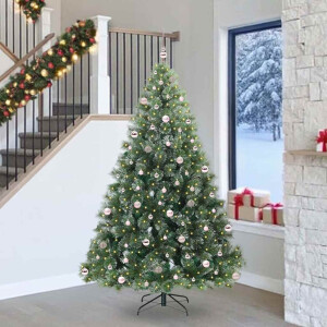 vidaXL Kunstkerstboom met 300 LED met standaard Groen 240 cm PE en PVC