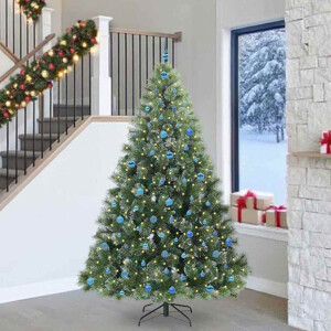 vidaXL Kunstkerstboom met 300 LED met standaard Groen 240 cm PE en PVC