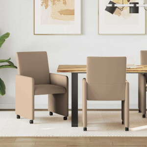 vidaXL Eetkamerstoelen met Wieltjes 2 st Kunstleer Cappuccino