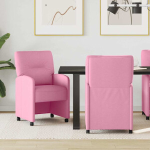 vidaXL Dining Stoelen met Wielen 2 pcs Roze 57 x 67 x 95 cm Stof