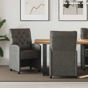 vidaXL Dining Stoelen met Wielen 2 pcs Zwart 58 x 67 x 97 cm Kunstleer