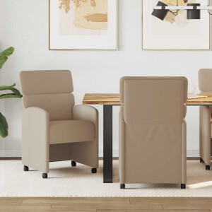 vidaXL Eetkamerstoelen met Wieltjes 2 st Kunstleer Cappuccino