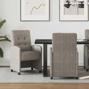 vidaXL Dining Stoelen met Wielen 2 pcs Grijs 57 x 67 x 98 cm Kunstleer
