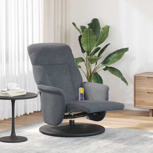 vidaXL Massage Recliner Stoel Donkergrijs 91 x 71 x 105 cm Fluweel