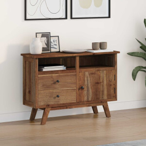vidaXL Dressoir met lade Naturel 100 x 30 x 68 cm Massief Teakhout