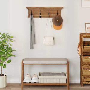 vidaXL Wandkapstok Naturel 70 x 10 x 20 cm Massief Teakhout
